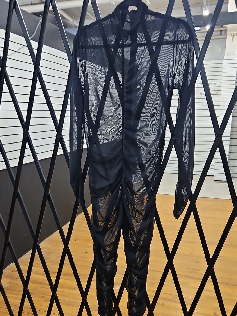 Sheer Black Ruched Jumpsuit - Women's Fashion